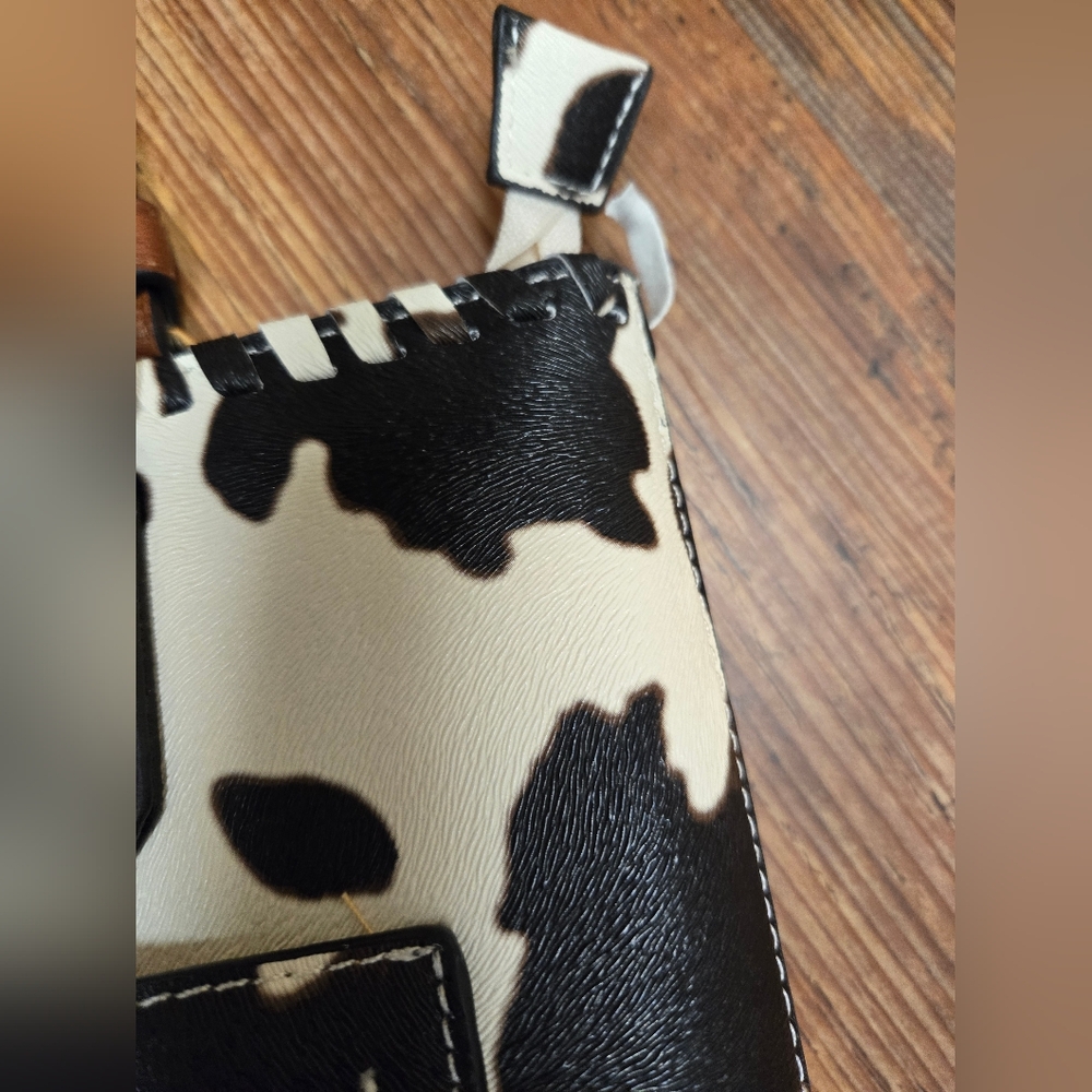 cowprint handbag nwt62$ DS Bags textured beautiful western boho cute farm - Picture 7 of 16